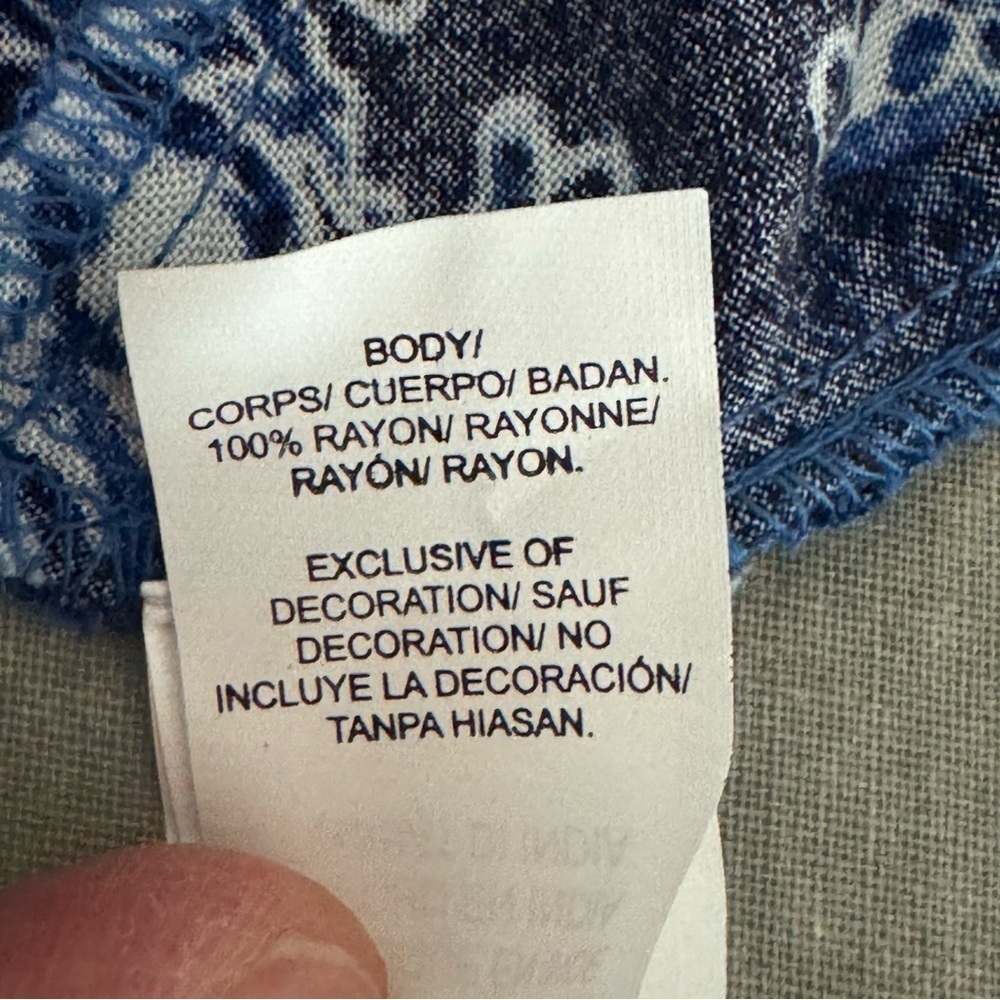 NWT LUCKY BRAND Indigo Floral Maxi Dress Boho Tassel Beach Dress Cover Up Size S - Picture 13 of 16